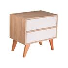 Mesa De Cabeceira Retrô Com Portas Bréscia Carvalho E Branco