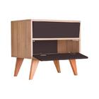 Mesa De Cabeceira Retrô Com Portas Bréscia Carvalho E Grafite