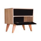 Mesa De Cabeceira Retrô Com Portas Bréscia Carvalho E Preto