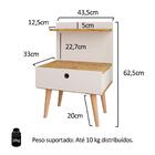 Mesa De Cabeceira Retrô Com Prateleira E Gaveta Nina - Off Wh