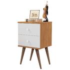 Mesa De Cabeceira Retrô Duas Gavetas Candy - Nature/branco -