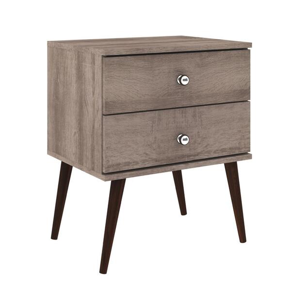 Mesa de Cabeceira Retrô Inovador Com 2 Gavetas - Rústico