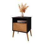 Mesa De Cabeceira Retro Liverpool  Preto Fosco Naturallle