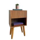 Mesa De Cabeceira Retro Louro Freijó Mdf - Pés Palito
