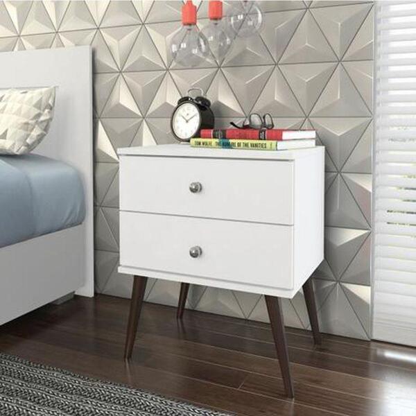 Mesa De Cabeceira Retrô Movelbento Branco Rt 3032 Pés Palito