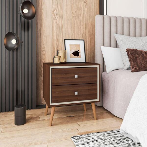 Mesa De Cabeceira Retro Porto Nogal Off White