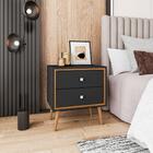 Mesa De Cabeceira Retro Porto Preto Fosco Naturallle