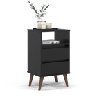 Mesa De Cabeceira Retrô Roma Preto - Ej Móveis