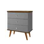 Mesa De Cabeceira Retrô Status 3 Gavetas Cinza Com Jequitiba