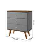 Mesa De Cabeceira Retrô Status 3 Gavetas Cinza Com Jequitiba