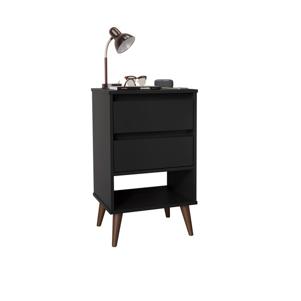 Mesa De Cabeceira Retrô Taurus Preto – Ej Móveis