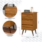 Mesa De Cabeceira Retrô Wood 3 Gavetas Organizadoras Pés Pali
