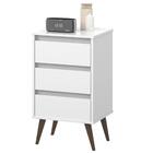 Mesa De Cabeceira Retrô Wood 3 Gavetas Organizadoras Pés Pali