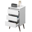 Mesa De Cabeceira Retrô Wood 3 Gavetas Organizadoras Pés Pali