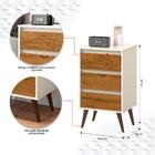 Mesa De Cabeceira Retrô Wood 3 Gavetas Pés Palito Mesinha Dec