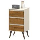 Mesa De Cabeceira Retrô Wood 3 Gavetas Pés Palito Mesinha Dec