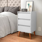 Mesa De Cabeceira Retrô Wood Com 3 Gavetas Pés Retrô Branca