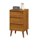 Mesa De Cabeceira Retrô Wood Com 3 Gavetas Pés Retrô Freijó