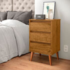 Mesa De Cabeceira Retrô Wood Com 3 Gavetas Pés Retrô Freijó