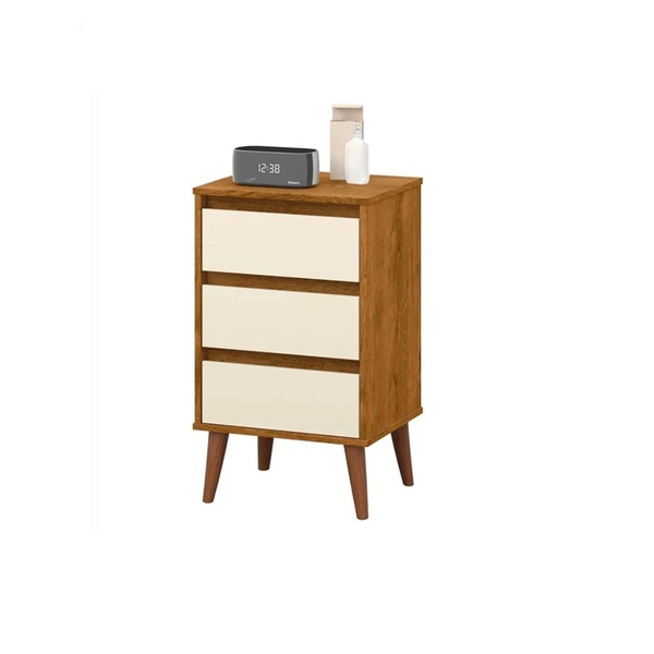 Mesa De Cabeceira Retro Wood Freijó C/ Off White – Ej Móveis