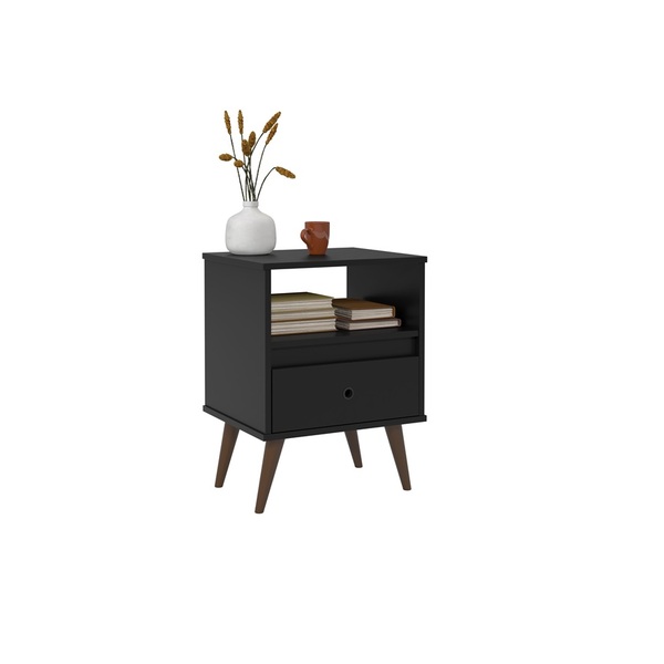 Mesa De Cabeceira Retrô Wood New Preto – Ej Móveis