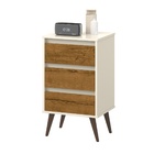 Mesa De Cabeceira Retro Wood Off White/Freijó – Ej Móveis