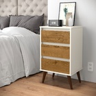 Mesa De Cabeceira Retro Wood Off White/Freijó – Ej Móveis