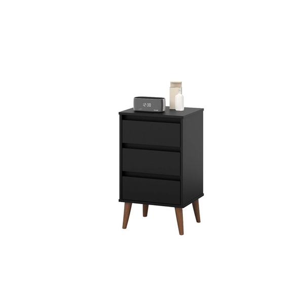 Mesa De Cabeceira Retro Wood Preto – Ej Móveis