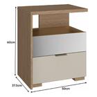 Mesa De Cabeceira Rimo Regência 2 Gavetas Carvalho/off White