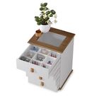 Mesa De Cabeceira Rossi C/ Vidro Gaveta Maquiagem Mdf Br/am