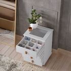 Mesa De Cabeceira Rossi C/ Vidro Gaveta Maquiagem Mdf Branco