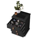 Mesa De Cabeceira Rossi C/ Vidro Gaveta Maquiagem Mdf Preto