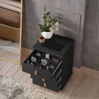 Mesa De Cabeceira Rossi C/ Vidro Gaveta Maquiagem Mdf Preto