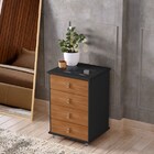 Mesa De Cabeceira Rossi Com 4 Gavetas E Porta Joias Preta/nat