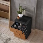 Mesa De Cabeceira Rossi Com 4 Gavetas E Porta Joias Preta/nat