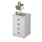 Mesa De Cabeceira Rossi Com 4 Gavetas E Porta Maquiagem- Bran