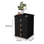 Mesa De Cabeceira Rossi Com 4 Gavetas E Porta Maquiagem- Preto