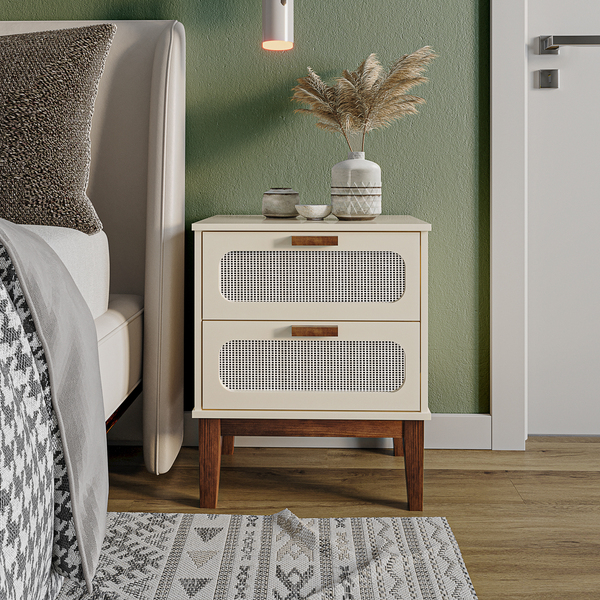 Mesa De Cabeceira Santorini 45cm Luxo E Praticidade Branco