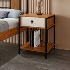 Mesa De Cabeceira Sevilha 1 Gaveta Preto/canela Rústico/off W