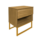 Mesa De Cabeceira Slim Freijó 1 Gaveta S/ Puxador Base Metáli