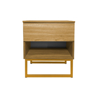 Mesa De Cabeceira Slim Freijó Base Dourada S/ Puxador - Valli