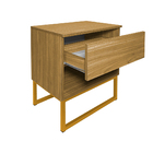 Mesa De Cabeceira Slim Freijó Base Dourada S/ Puxador - Valli