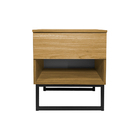 Mesa De Cabeceira Slim Freijó Base Preta S/ Puxador - Vallisa