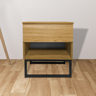 Mesa De Cabeceira Slim Freijó Base Preta S/ Puxador - Vallisa