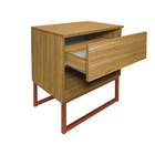 Mesa De Cabeceira Slim Freijó S/ Puxador Base Cobre  - Vallis