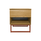 Mesa De Cabeceira Slim Freijó S/ Puxador Base Cobre  - Vallis