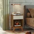 Mesa De Cabeceira Solteiro Retrô 1 Gaveta Alpi Preto/naturalle