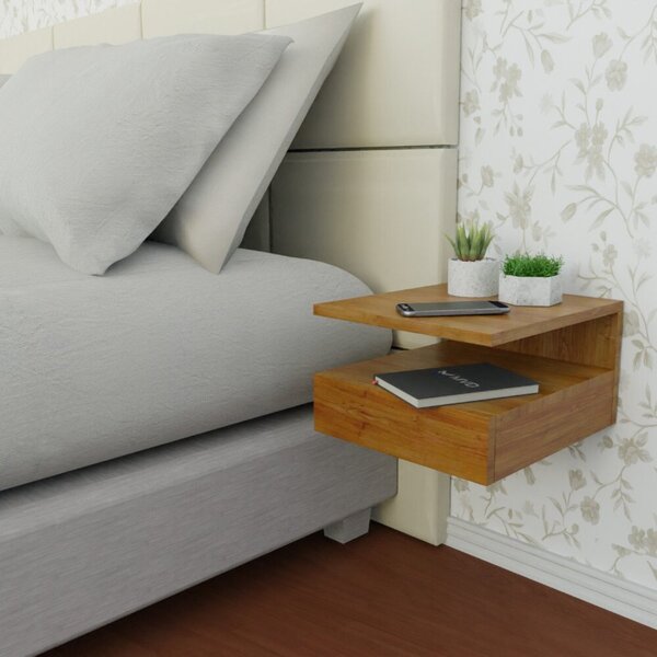 Mesa De Cabeceira Suspensa 1 Gaveta Inferior Branco/freijó