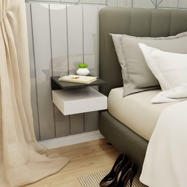 Mesa De Cabeceira Suspensa 1 Gaveta Inferior Preto/freijó