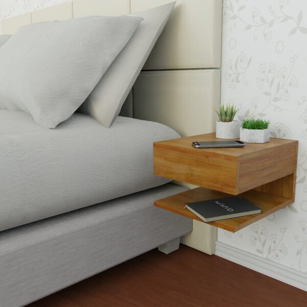 Mesa De Cabeceira Suspensa 1 Gaveta Superior Freijó